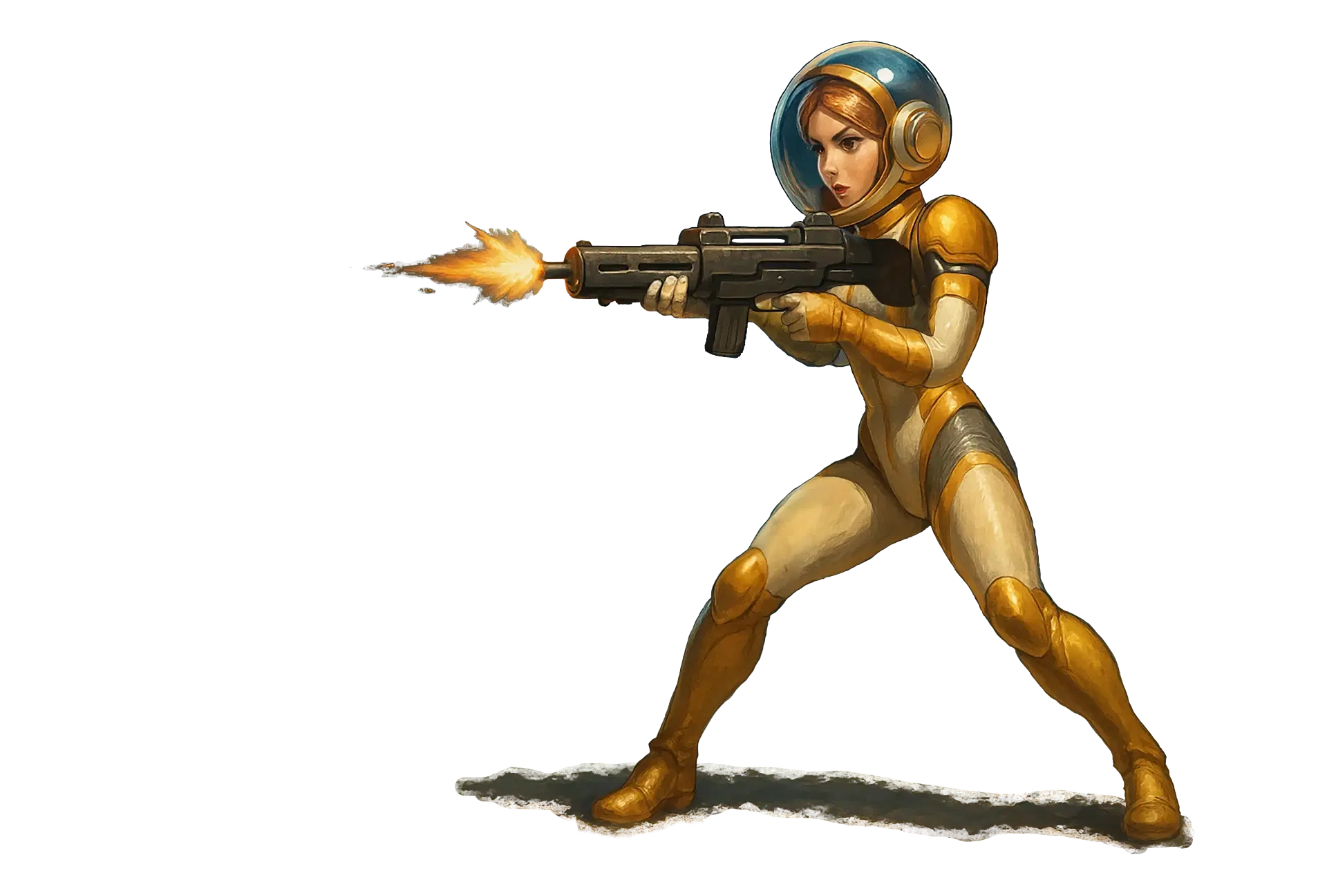 Character with shoulder fire